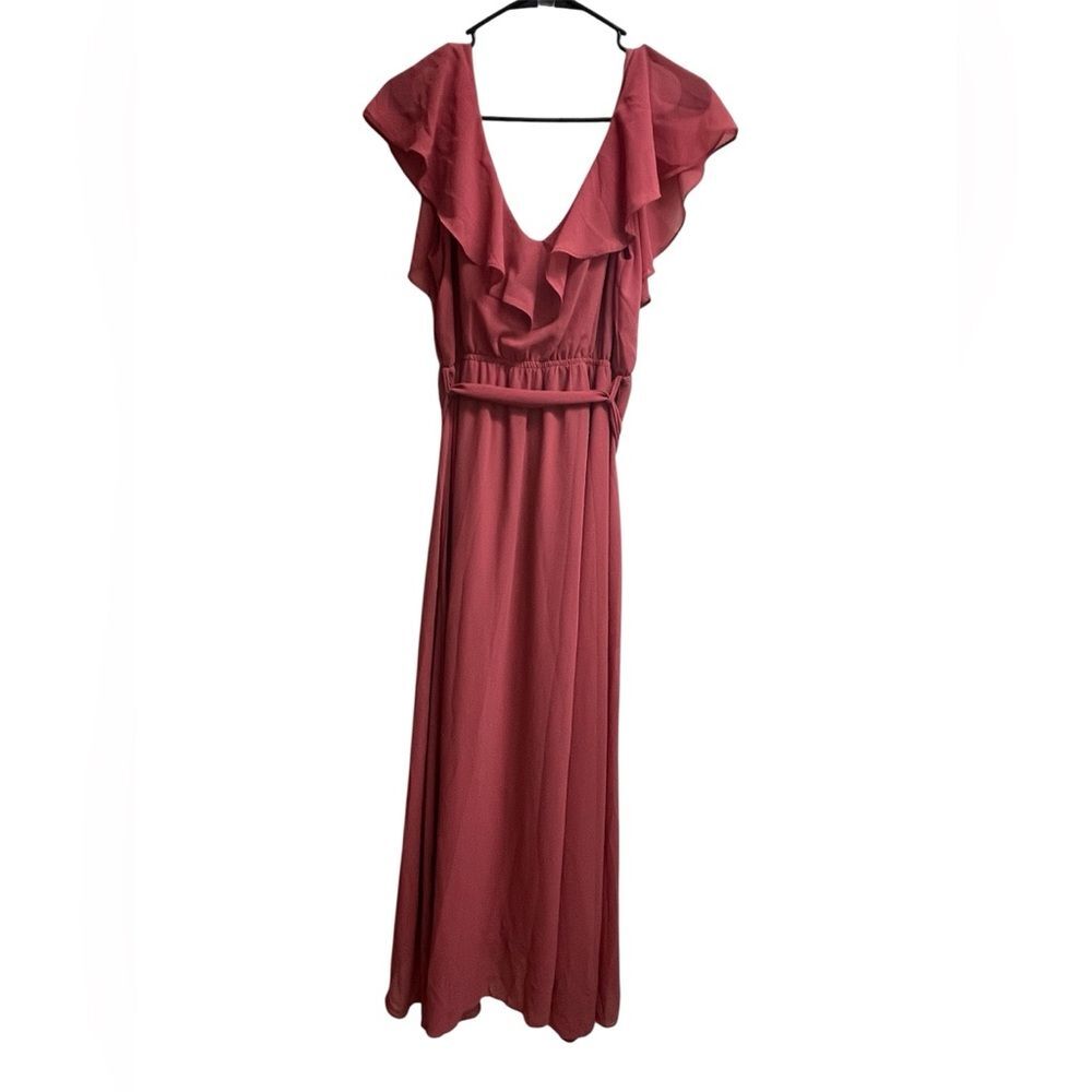 NWT Baltic Born Pink Katya Ruffle Maxi Dress SZ L Rosewood Bridesmaid Wedding - Picture 3 of 3